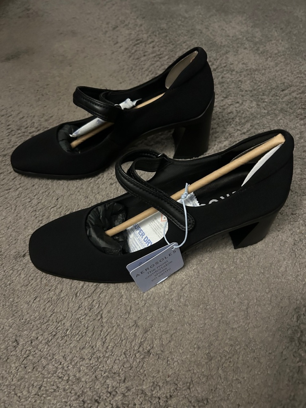 AEROSOLES Black Mary Jane Block Heels